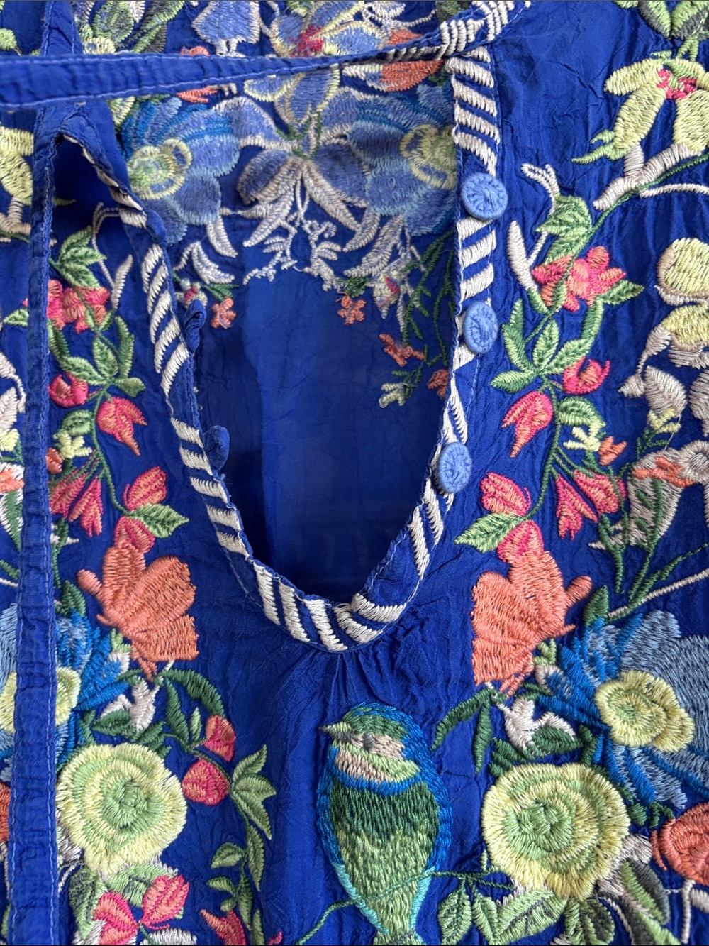 Johnny Was Cobalt Blue Embroidered V-Neck Tunic and a JW Bag - Picture 4 of 12
